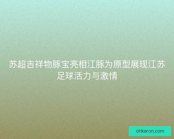 苏超吉祥物豚宝亮相江豚为原型展现江苏足球活力与激情